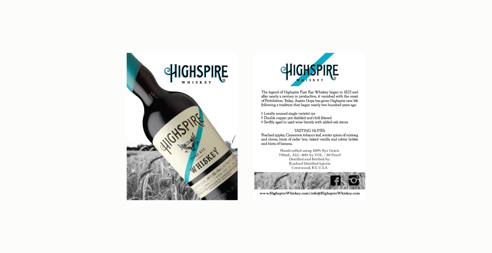 Graphic Design and Collateral by Amarie Design Co. for Highspire Whiskey Brand