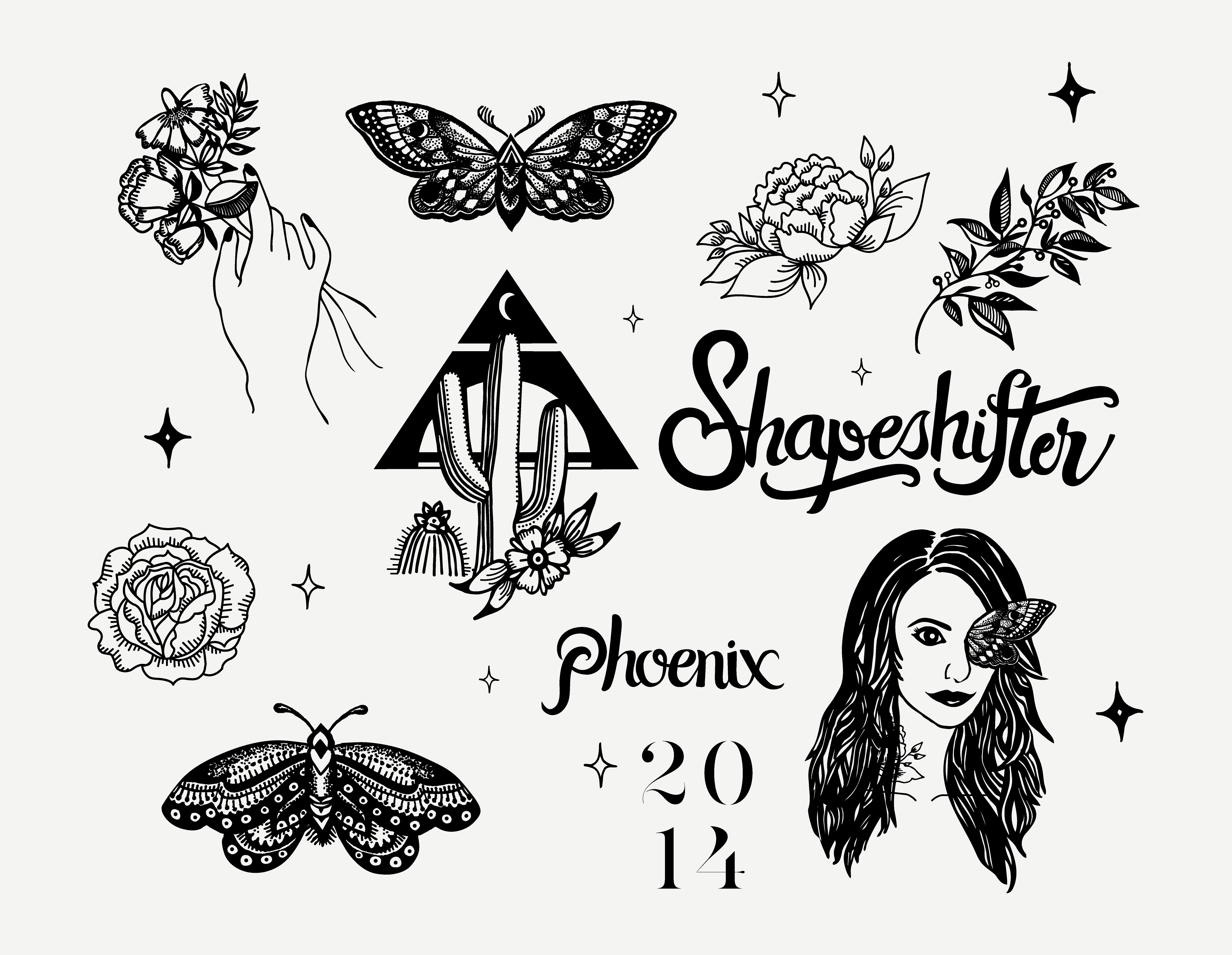 Tattoo Flash Sheet Design for Jamie Allio's Brand Identity Design by Amarie Design Co.