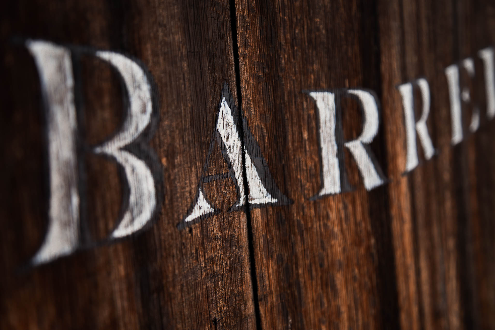 Details of Hand Lettered Signage hand painted by Amarie Design Co. for San Diego Winery, Forgotten Barrel