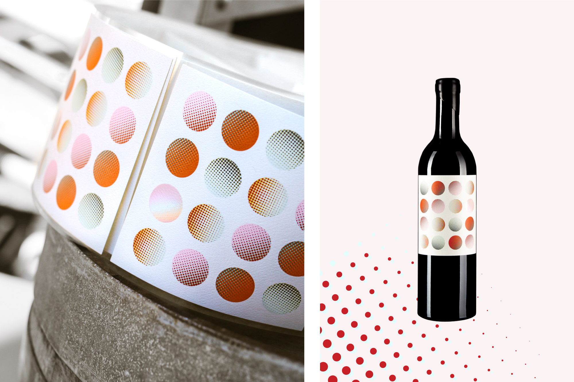 Graphic Design and Pink Packaging Design for California Wine Labels by Amarie Design Co.