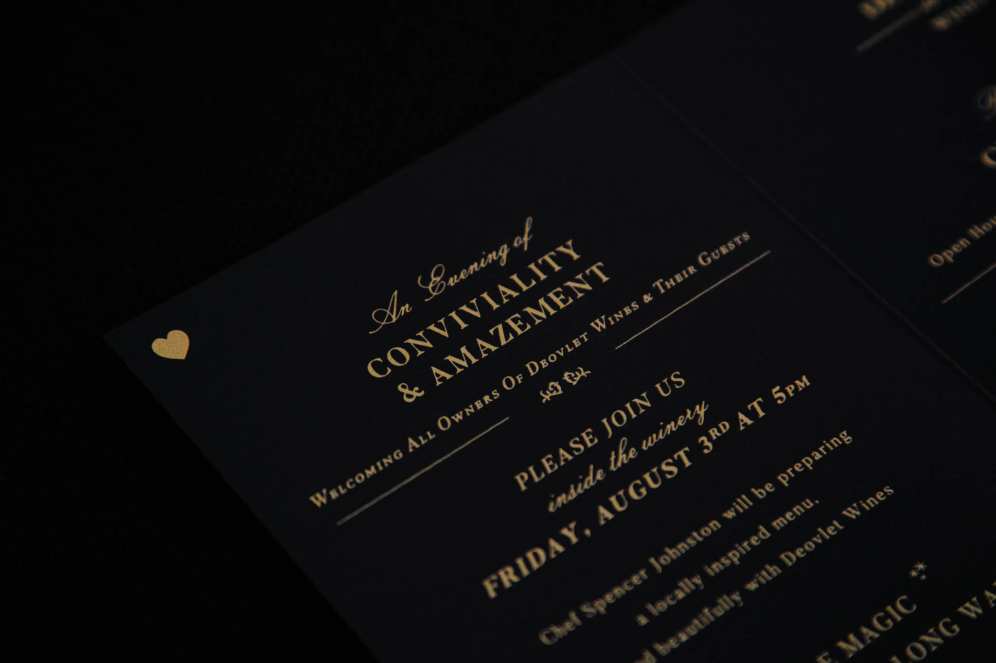 Custom Invitation Design for Winery in San Luis Obispo California