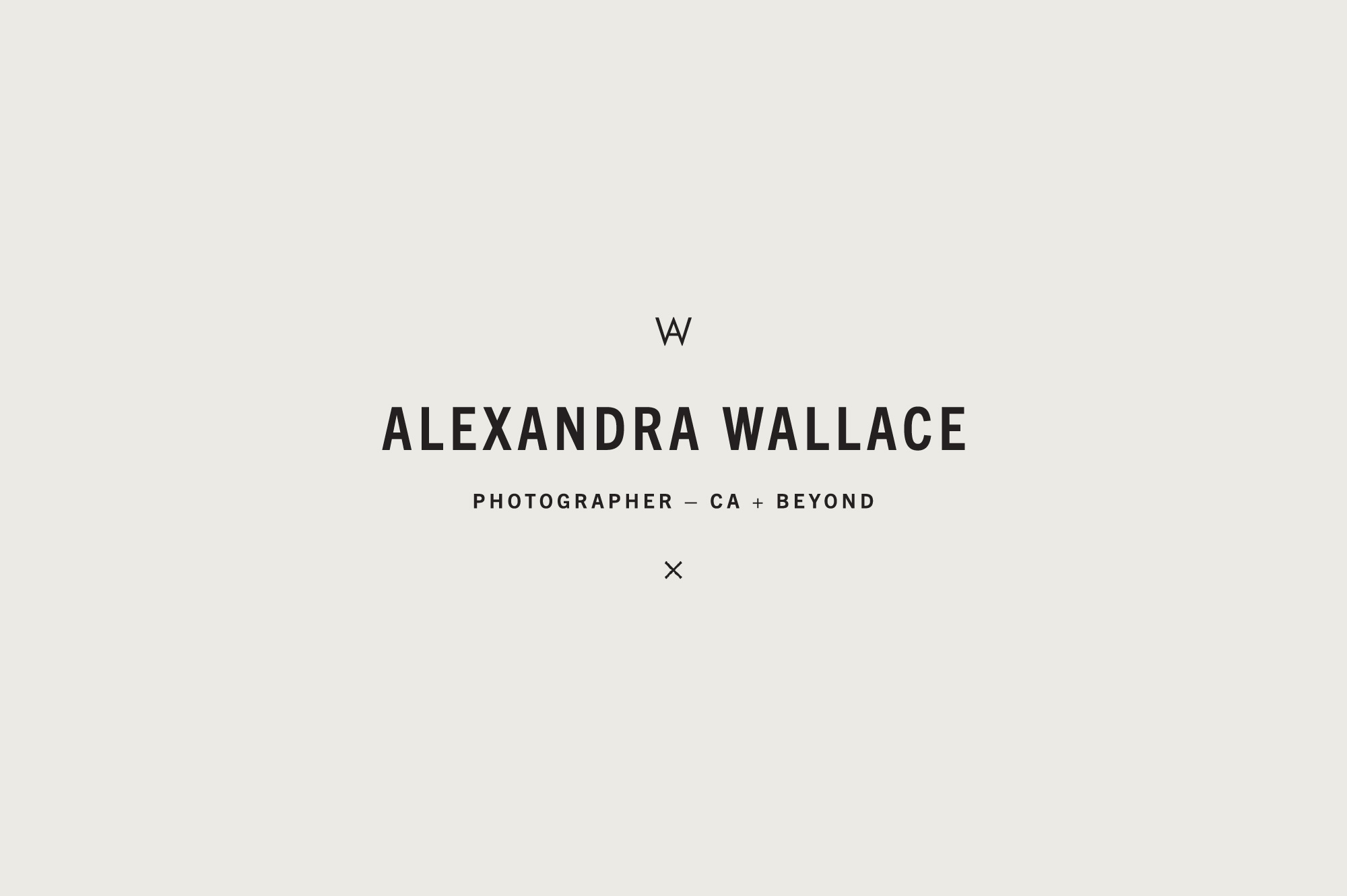 Primary Wordmark for Minimal Modern Branding Suite Brand Design for California Photographer Alexandra Wallace