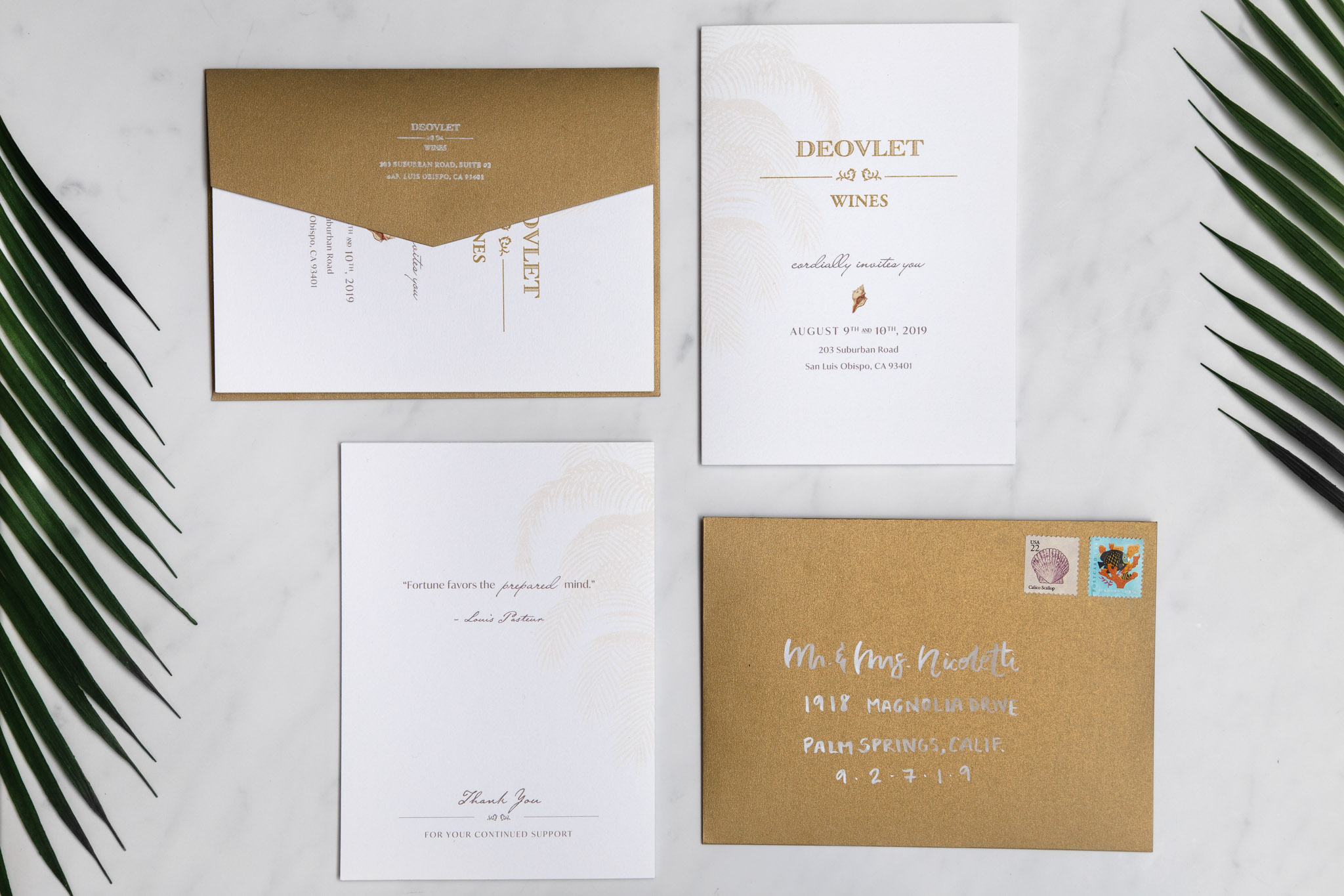 Custom Invitation Design and Event Stationery Suite for Central Coast winery Deovlet Wines